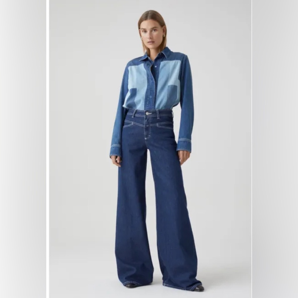CLOSED Flared X Better Blue Wide Leg Denim Jeans 26 NWOT